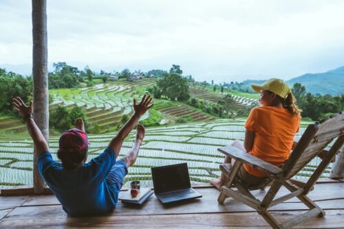 Lover,Woman,And,Man,Asian,Travel,Nature.,Travel,Relax.,The
